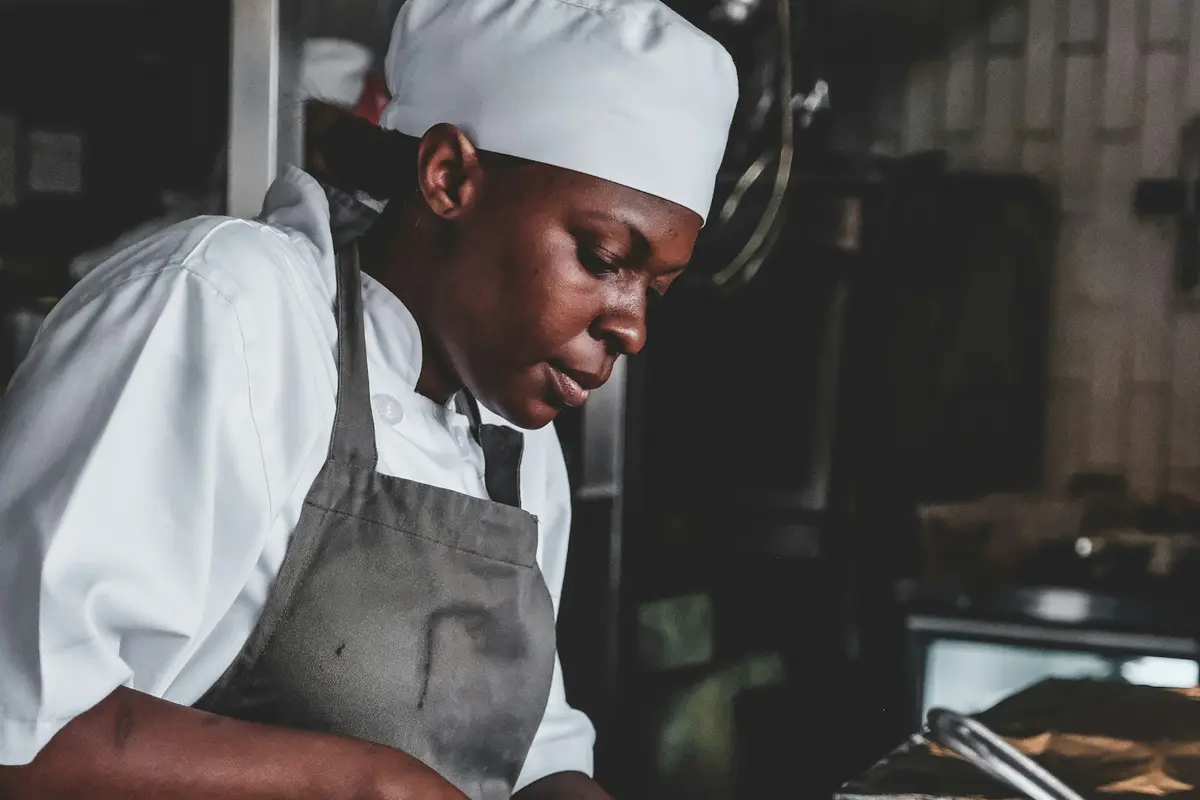 A chef cooking in a home kitchen